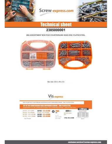 1 x Set of 280 Chipboard Screw Countersunk Head...
