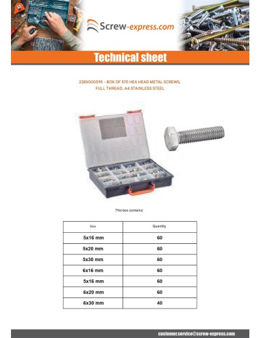 1 x Set of 570 Machine Screw Hexagonal Head...