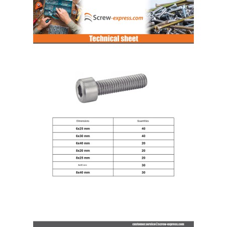 1 x Set of 620 Machine Screw Socket Head Stainless Steel A4