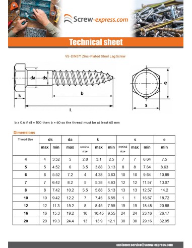 1 x Coach Screws/Hexagonal Head Wood Stainless...