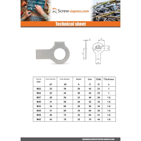 1 x Lock D Nut Bracket Of Diameter M14 Stainless Steel A2