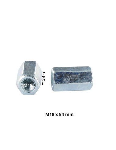 1 x Manchon Hexagonal M18X54 Flatbed 27 Zinc...