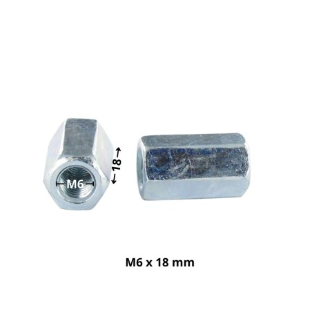 1 x Manchon Hexagonal M6X18 Flatbed 10 Zinc Plated