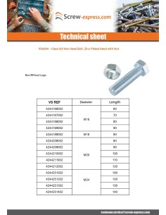 Bolt With Nut Hexagonal Head M20X90 Class 8.8 Zinc Plated... 2