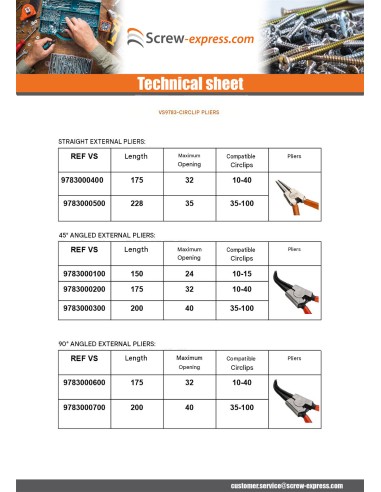 1 x Pliers Retaining Rings External Right...