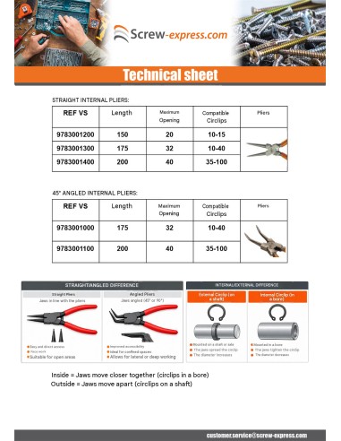 1 x Pliers Retaining Rings External Right...