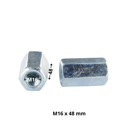 1 x Manchon Hexagonal M16X48 Flatbed 24 Zinc Plated