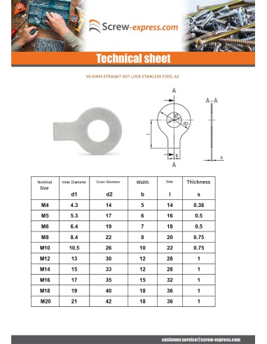 1 x Lock D Nut RIGHT Of Diameter M20 Stainless...