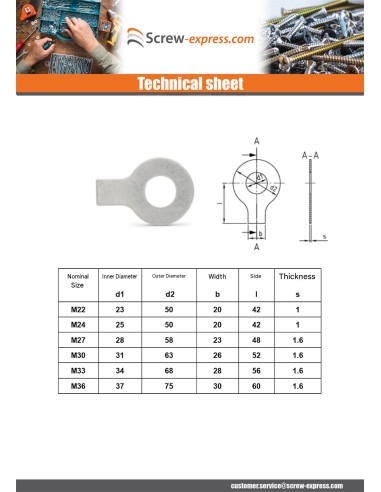 1 x Lock D Nut RIGHT Of Diameter M20 Stainless...