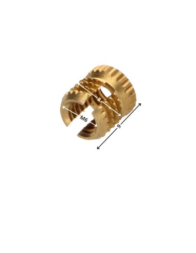 1 x Self Tapping Insert Brass 8X9 M 6