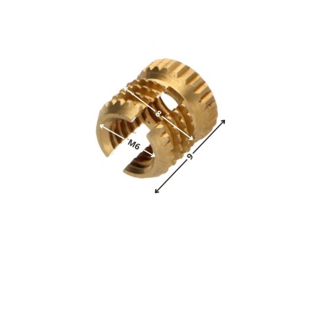 1 x Self Tapping Insert Brass 8X9 M 6