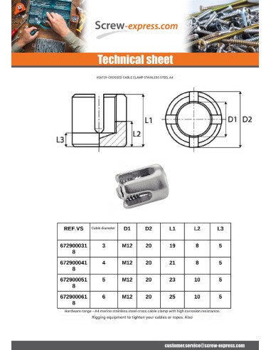 1 x Cross wire rope clip Linch Pin Wire Rope...