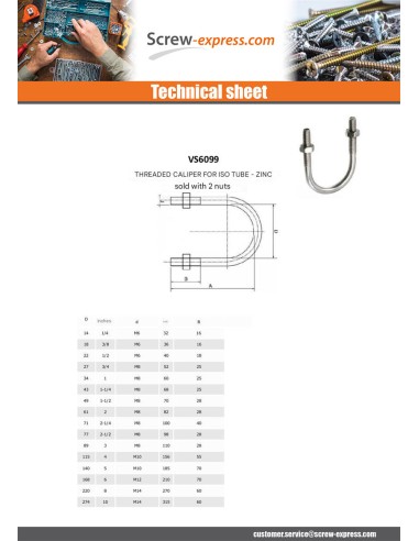 1 x U-Bolt Zinc Plated Round bottom Threaded...