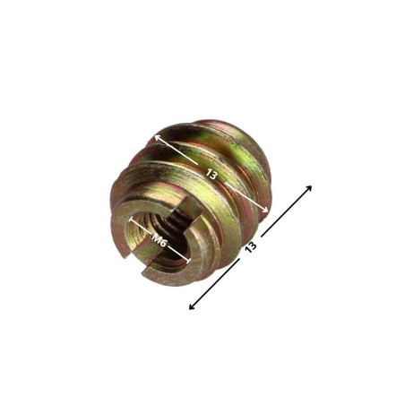 1 x Self Tapping Insert Slotted Yellow Zinc M6 13X13