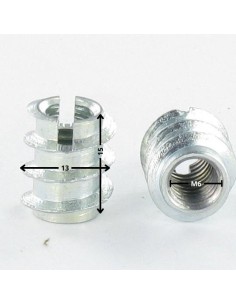 Self Tapping Insert Slotted M6 13X15 Zinc Plated 2