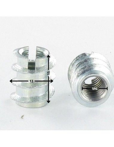 1 x Self Tapping Insert Slotted M6 13X15 Zinc...