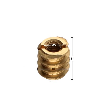 1 x Self Tapping Insert Slotted Brass M5 10X11