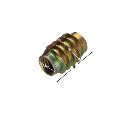 1 x Self Tapping Insert Not Slotted Yellow Zinc M8 15X30