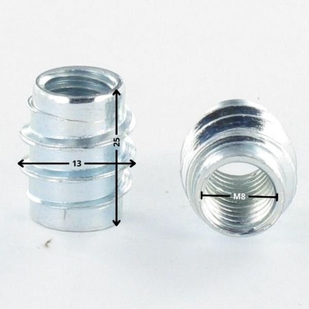 1 x Self Tapping Insert Not Slotted Zinc Plated M8 13X25