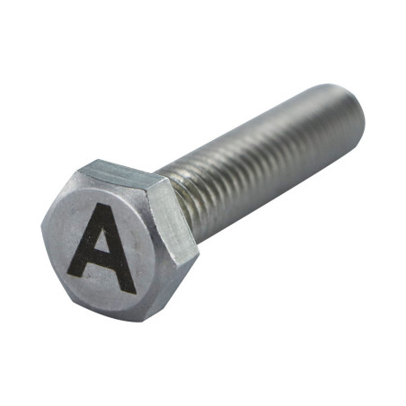 1 x Machine Screw Hexagonal Head 8X35 Stainless Steel A4 with letter engraving "HAS"