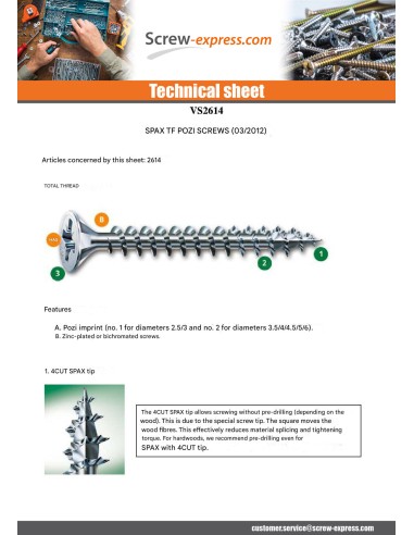 1 x Screw Spax Countersunk Head Pozi PZ2 4X55...