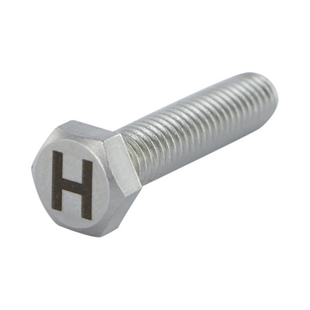 1 x Machine Screw Hexagonal Head 8X35 Stainless Steel A4 with letter engraving "H"
