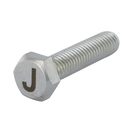 1 x Machine Screw Hexagonal Head 8X35 Stainless Steel A4 with letter engraving "J"