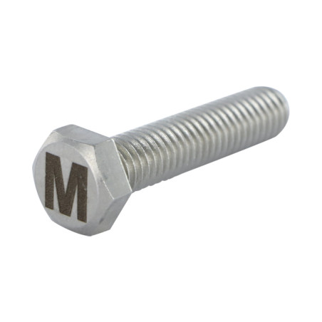 1 x Machine Screw Hexagonal Head 8X35 Stainless Steel A4 with letter engraving "M"