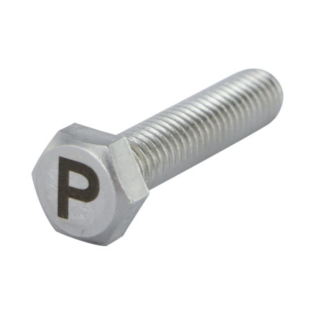 1 x Machine Screw Hexagonal Head 8X35 Stainless Steel A4 with letter engraving "P"