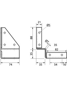 Table fitting FOOT rectangular Zinc Plated 2