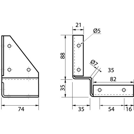 1 x Table fitting FOOT rectangular Zinc Plated