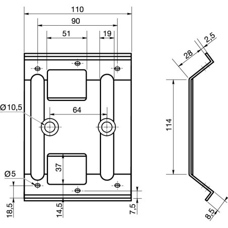 1 x Table fitting 110X114 Zinc Plated