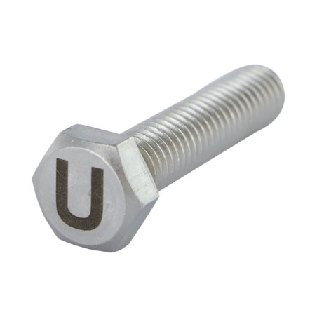 1 x Machine Screw Hexagonal Head 8X35 Stainless Steel A4 with letter engraving "U"