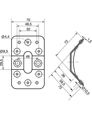 1 x HARDWARE Of TABLE 12HOLES Zinc Plated