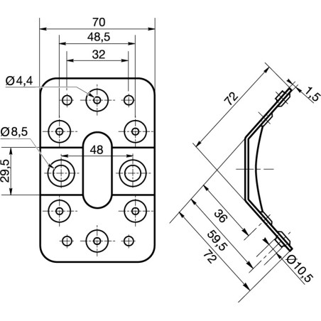 1 x HARDWARE Of TABLE 12HOLES Zinc Plated