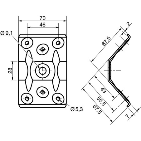1 x Table fitting 7 Hole to RABAT Zinc Plated