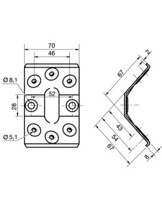 Table fitting 8 Hole Zinc Plated 2