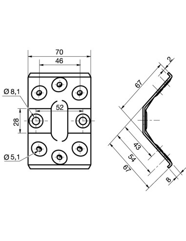1 x Table fitting 8 Hole Zinc Plated