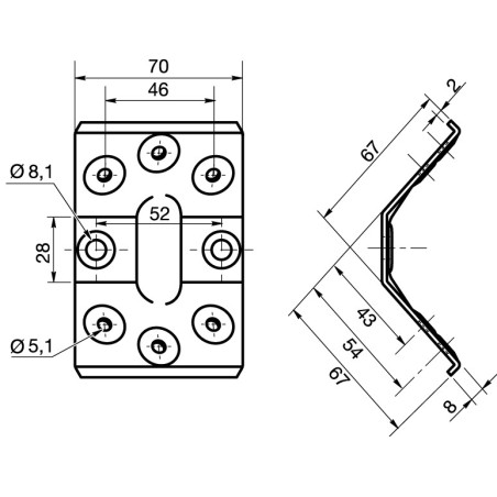 1 x Table fitting 8 Hole Zinc Plated