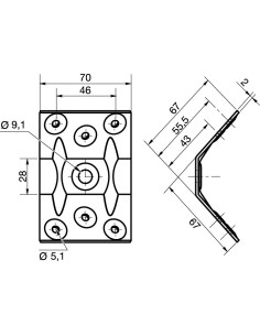 Table fitting 7 Hole Zinc Plated 2