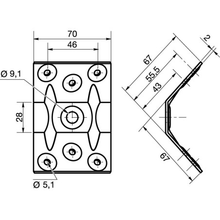 1 x Table fitting 7 Hole Zinc Plated