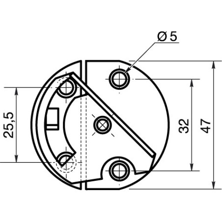 1 x Table fitting round Diameter 47 Zinc Plated 2 pieces