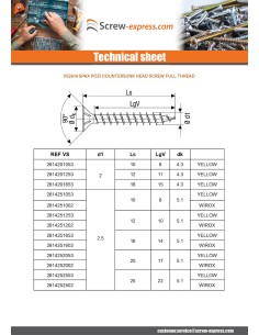 Screw Spax Countersunk Head Pozi PZ2 5X50 Full Thread ACBRU 2