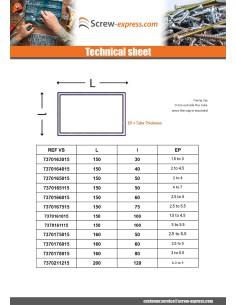 Rectangular tube cap 25X20 Tube wall thickness 1 to 3...
