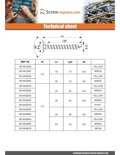Screw Spax Countersunk Head Pozi PZ1 3X16 Full Thread...