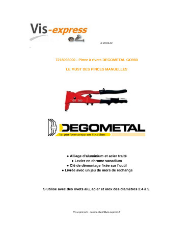 1 x DEGOMETAL GO rivet gun 980