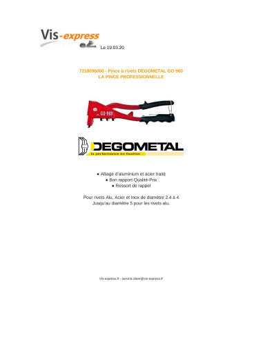 1 x DEGOMETAL GO rivet gun 960