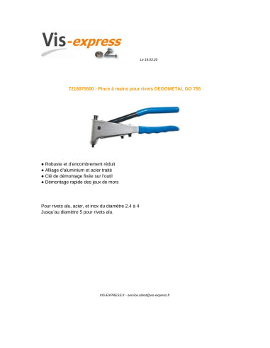 1 x DEGOMETAL GO rivet gun 755