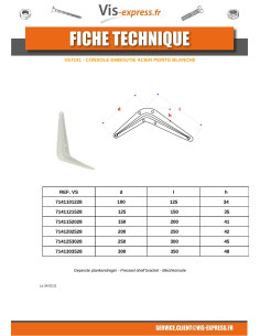 Bracket Shelf Steel White 200X250X42 2