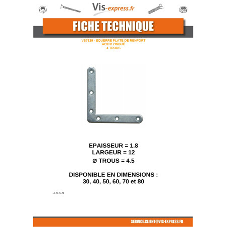 1 x Bracket Flat reinforcement Point ROUND 70X70X12 Zinc Plated